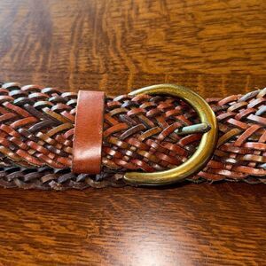 Vintage Fossil Wide Woven Leather Belt Women’s Size Small